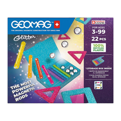 Geomag Panels GREEN line GLITTER 22 Teile