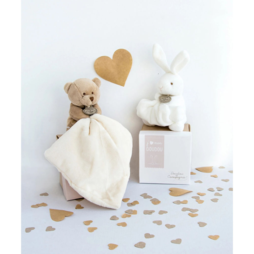 Doudou ours avec doudou, naturel 10cm