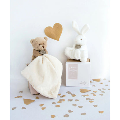 Doudou ours avec doudou, naturel 10cm