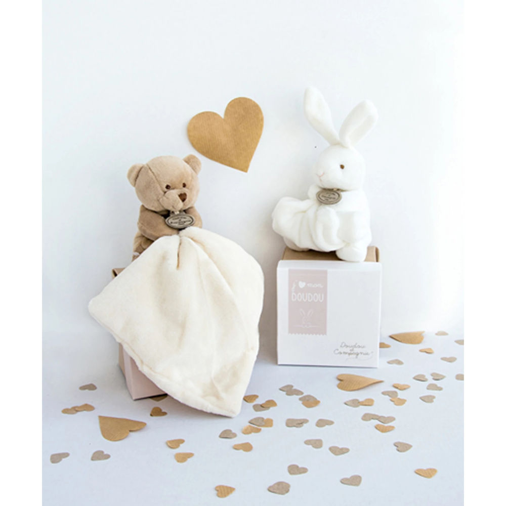 Doudou lapin avec doudou, naturel 10cm