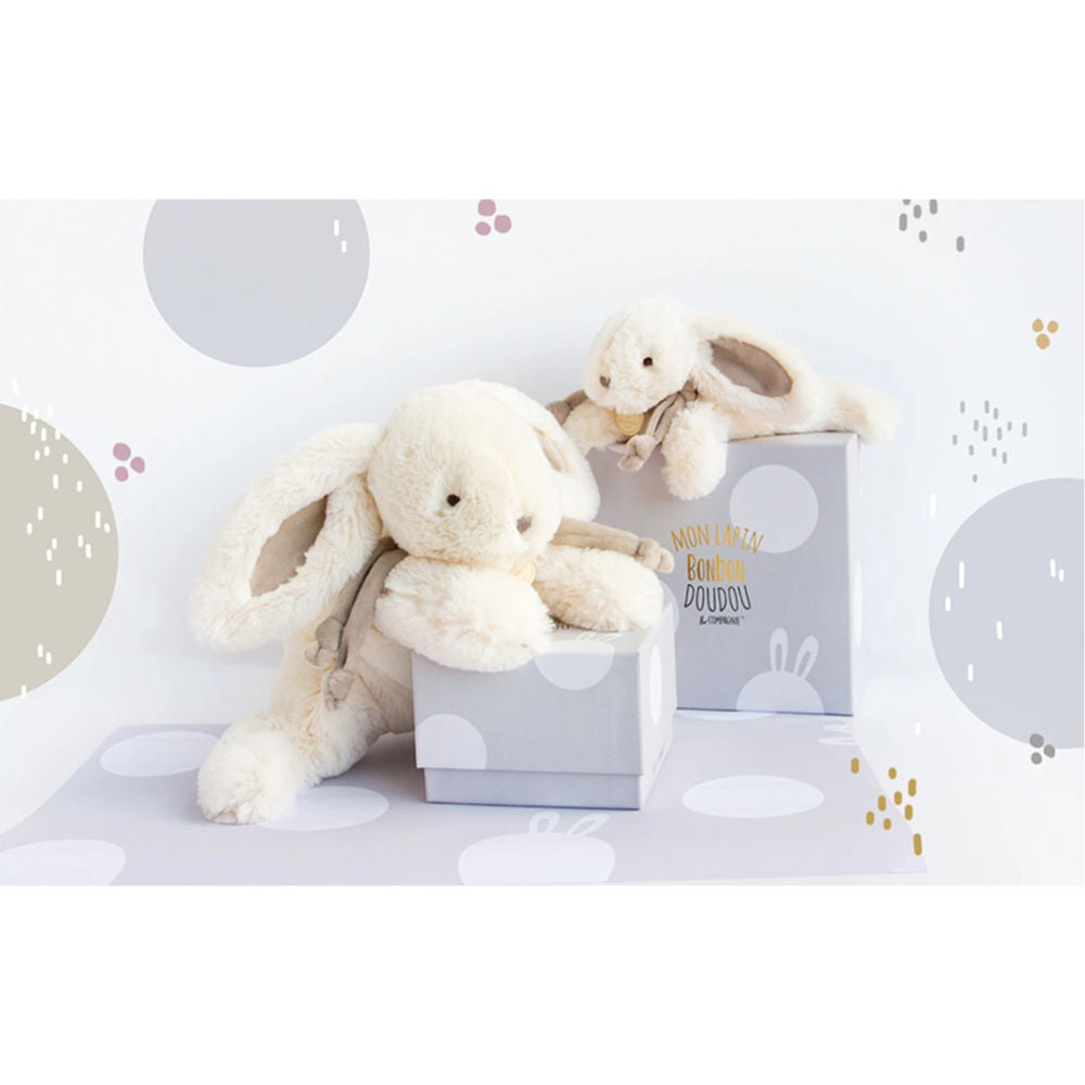Doudou bonbon lapin, taupe 16cm