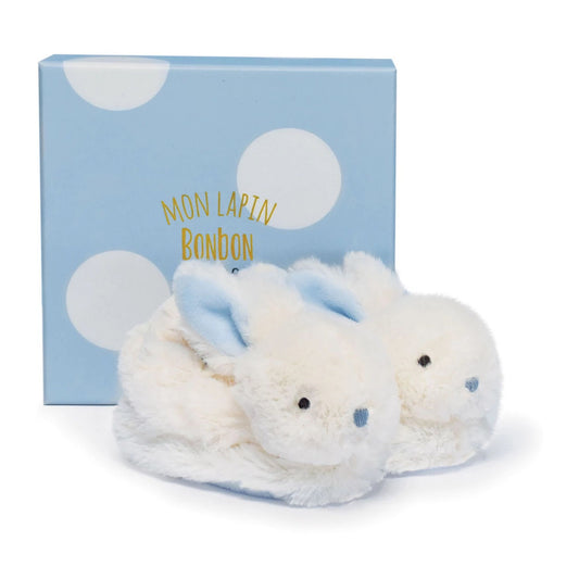 Doudou Bonbon Hase Füsslinge mit Rassel,blau 0-6M