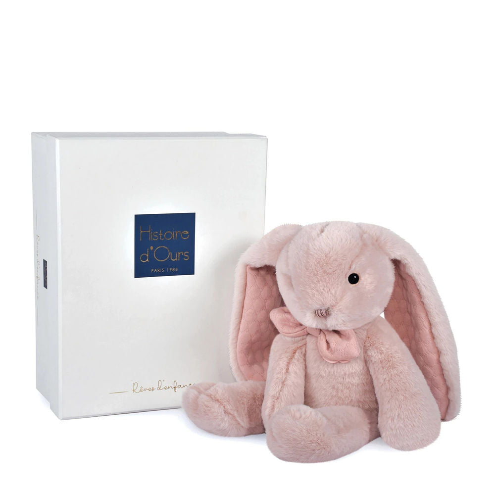 Doudou lapin Preppy chic, rose 30cm