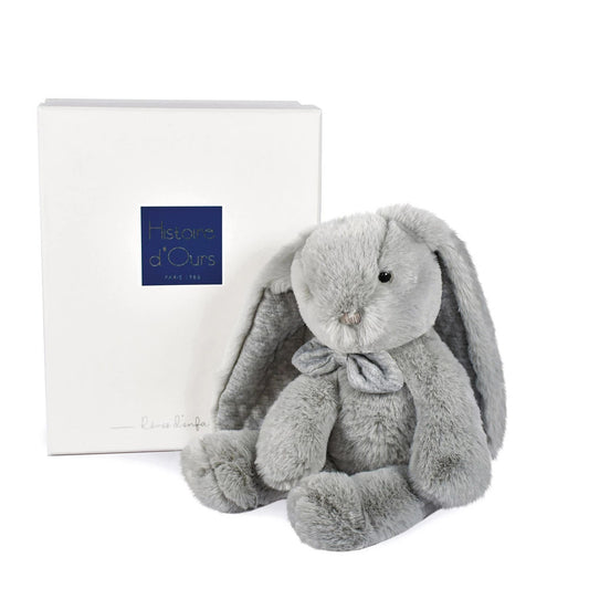 Doudou lapin Preppy chic, gris 30cm