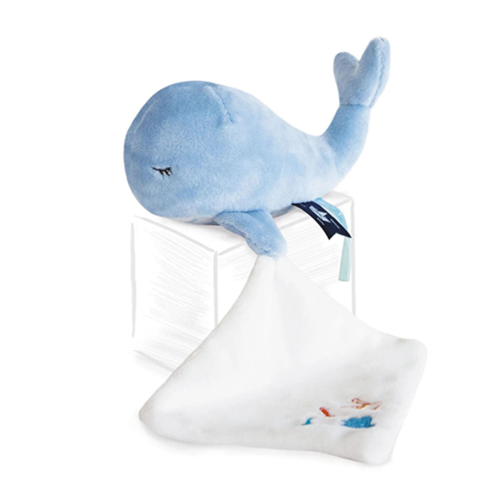 Doudou baleine avec doudou, bleu 15cm