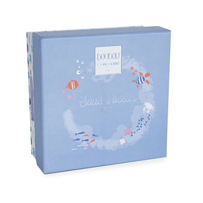 Doudou baleine avec doudou, bleu 15cm