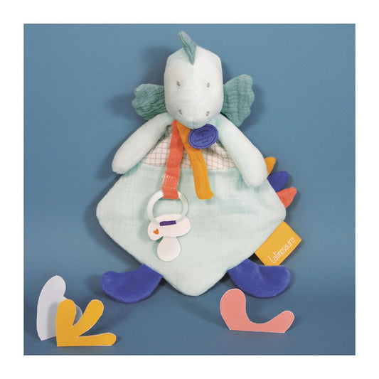 Doudou Dino Filou Schmusetuch mit Schnullerhalter 23cm