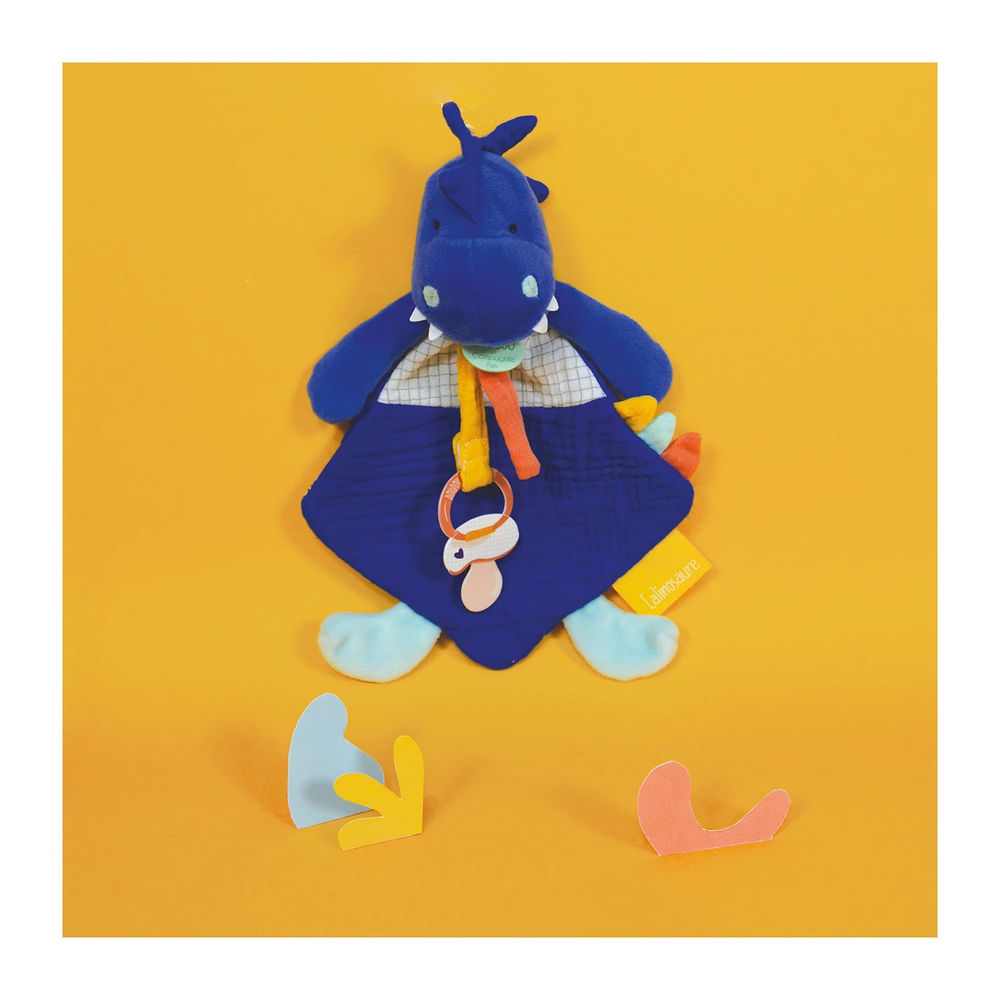 Doudou Dino Sashou doudou avec attache tétine 23cm