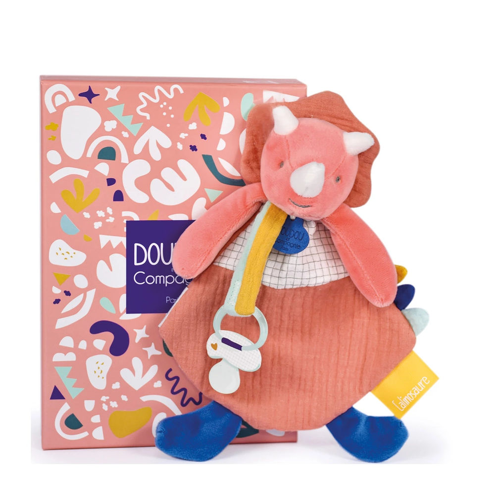 Doudou Dino Lou Schmusetuch mit Schnullerhalter 23cm