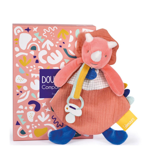 Doudou Dino Lou Schmusetuch mit Schnullerhalter 23cm