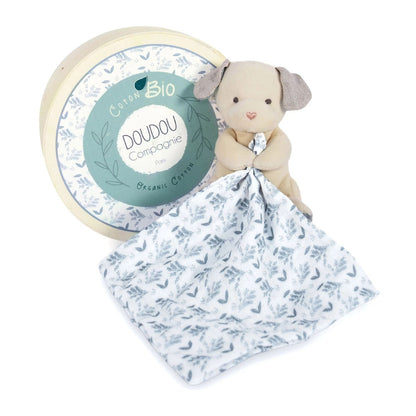 Doudou Bio Hund mit Schmusetuch, blau 15cm
