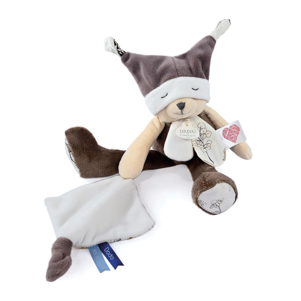 Doudou dangling bear with comforter day&amp;night, taupe 35cm
