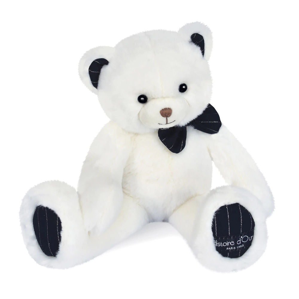 Doudou ours Preppy Chic, ivoire 30cm