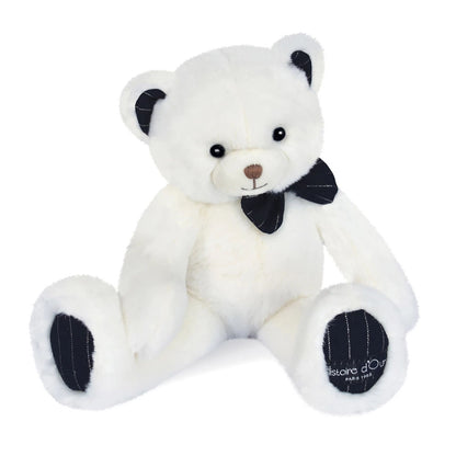 Doudou ours Preppy Chic, ivoire 30cm