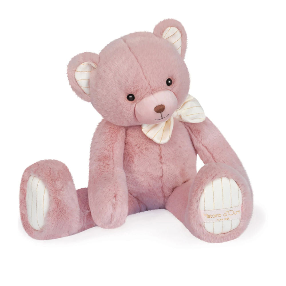 Doudou ours Preppy Chic, rose 40cm
