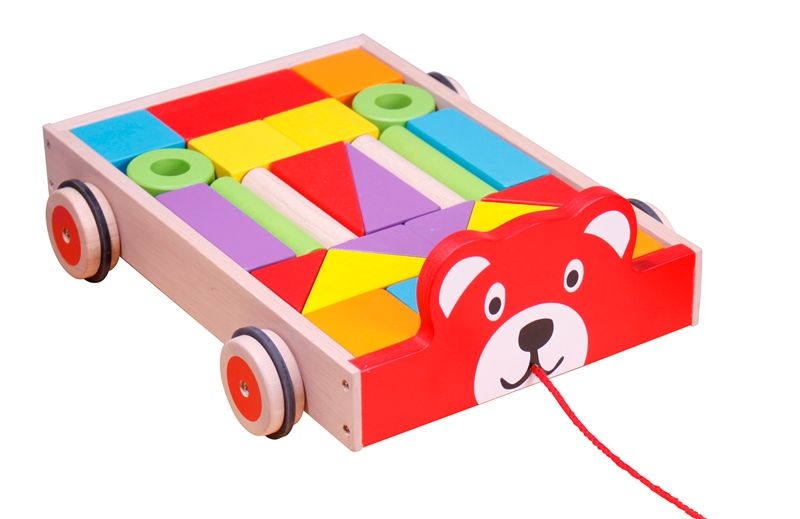Playba wagon with building blocks bear