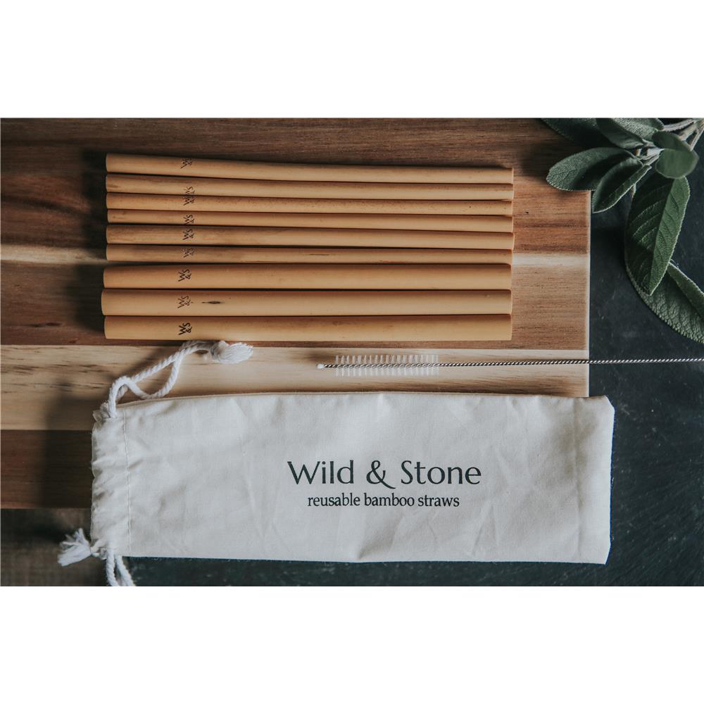 Bamboo drinking straws, reusable, pack of 10