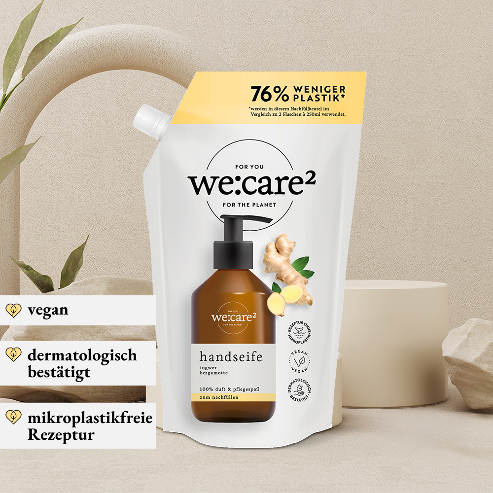 we:care2 Nachfüllbeutel Handseife, Ingwer-Bergamotte, 500 ml