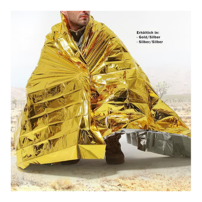 Outdoor Notfalldecke XL, 160x210 cm, Gold/Silber