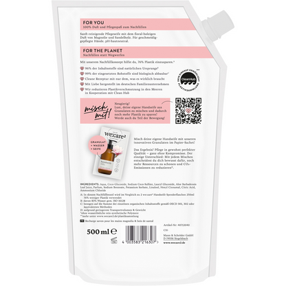 we:care2 Nachfüllbeutel Handseife, Magnolie-Sandelzolz, 500 ml