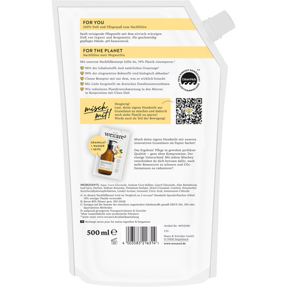 we:care2 Nachfüllbeutel Handseife, Ingwer-Bergamotte, 500 ml