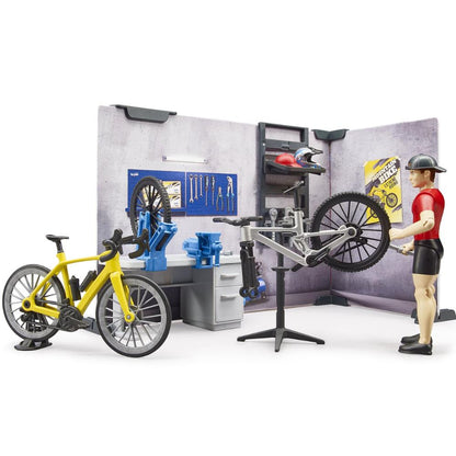 Bruder bworld Fahrrad Shop & Werkstatt mit Figur & Fahrräder
