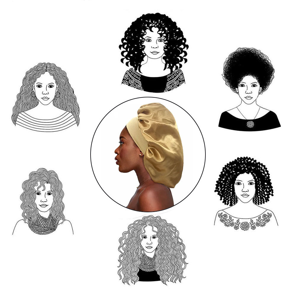 Bonnet de nuit en cheveux satinés, doré