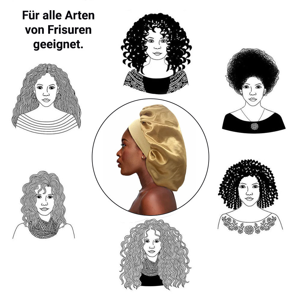 Bonnet de nuit en cheveux satinés, doré