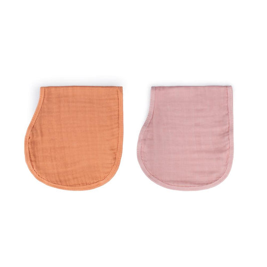 SOINA shoulder burp cloth set of 2, orange/pastel pink