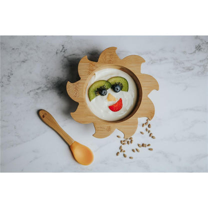 Wild &amp; Stone Baby Bamboo Bowl with Bamboo Silicone Spoon, Blue