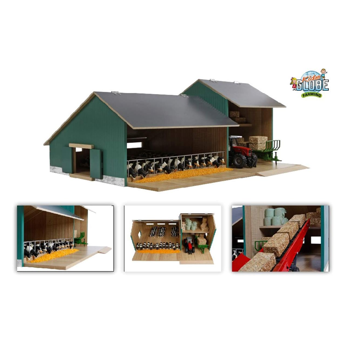 Écurie 1:32 avec hangar, 55 x 72 x 32 cm