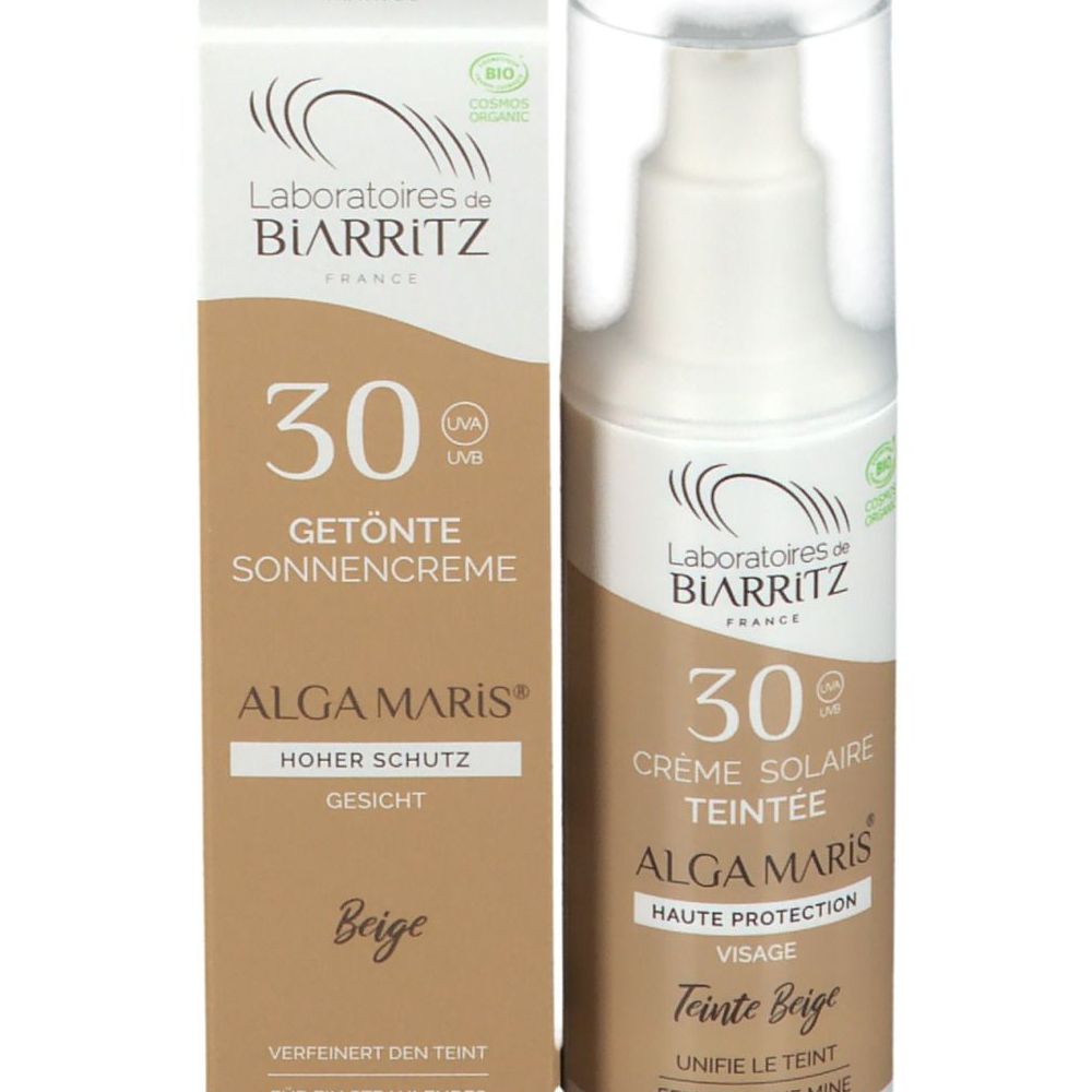 Laboratoires de Biarritz Alga Maris crème solaire visage teintée légère SPF30, 50 ml