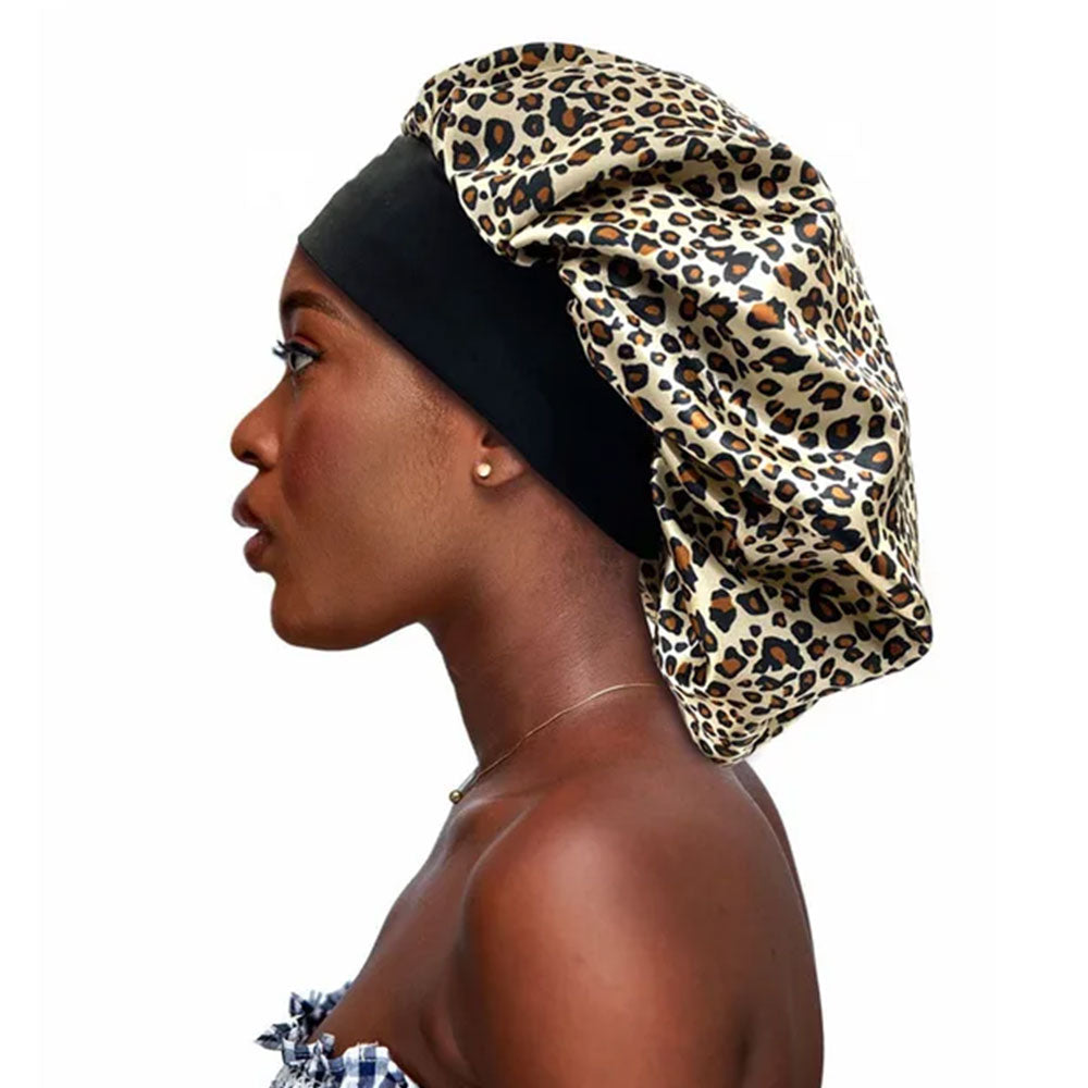 Satin Hair Sleep Cap, Leopard