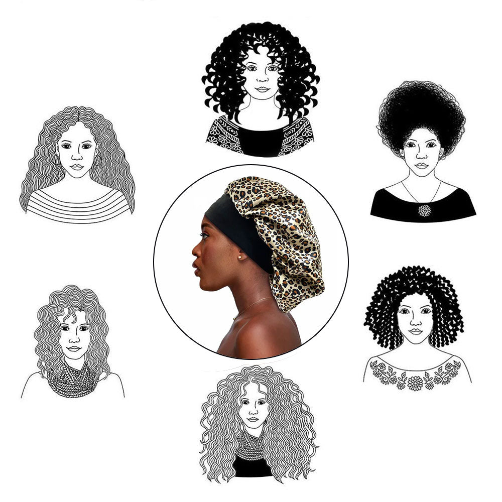 Satin Hair Sleep Cap, Leopard