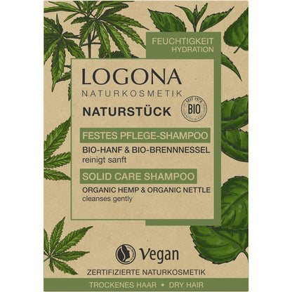 Logona Shampoing soin solide, chanvre &amp; ortie bio, 60 g