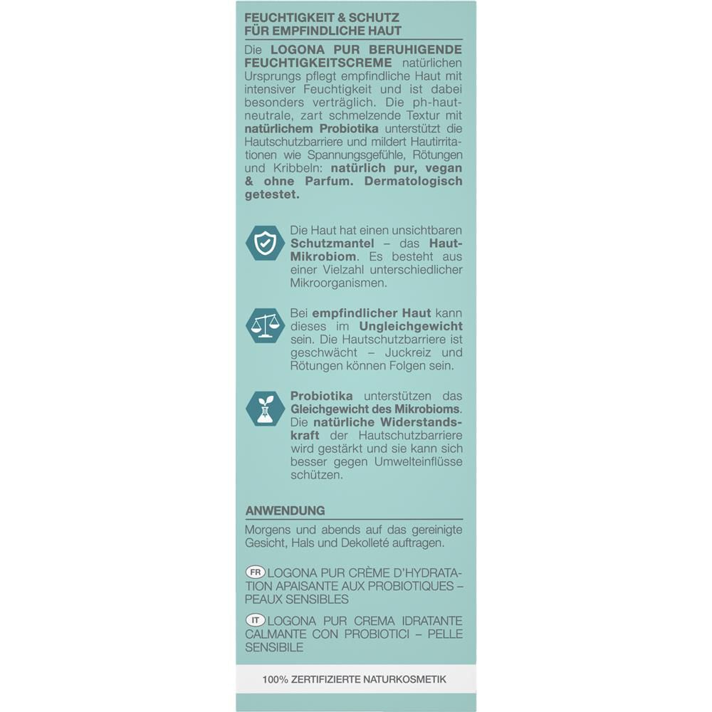Logona Gesichtscrème Pur beruhigend Feuchtigkeit, 30 ml