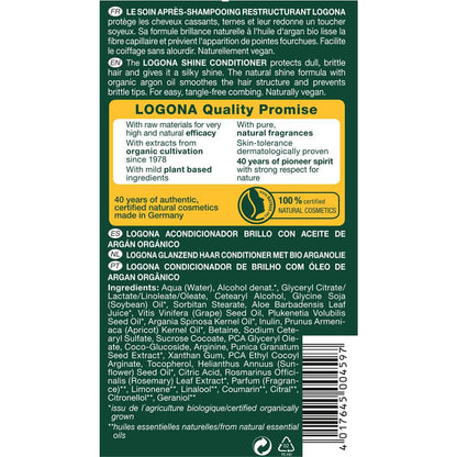 Revitalisant brillance Logona huile d'argan biologique, 200 ml