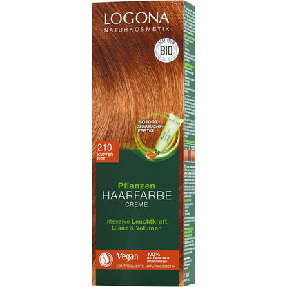 Logona herbal hair colour cream, copper red 210, 150 ml