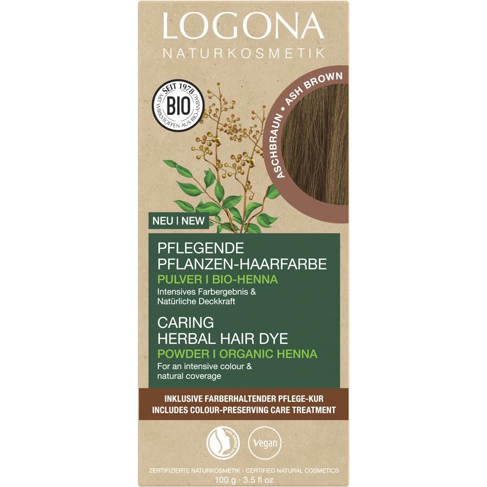 Logona Pflanzenhaarfarbe Pulver - Aschbraun, 100 g