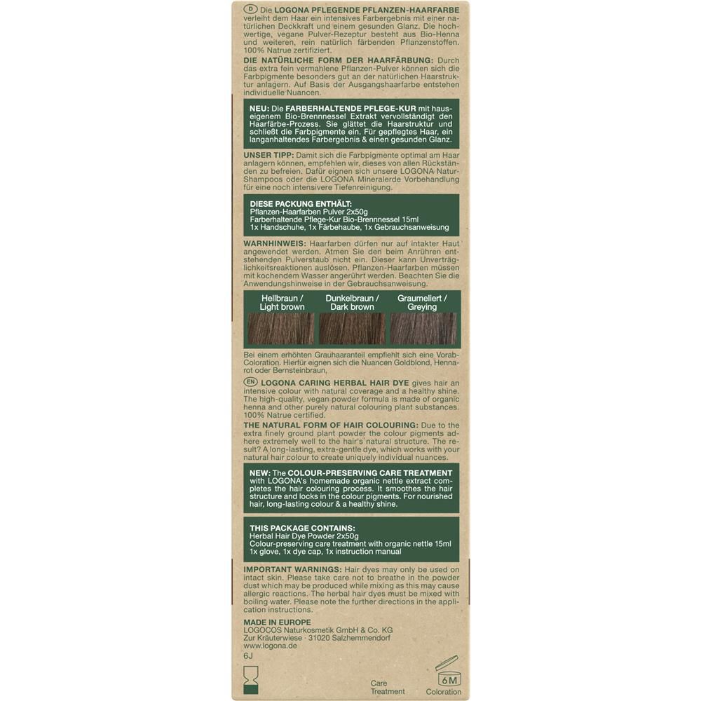 Poudre de coloration végétale Logona - marron chocolat, 100 g