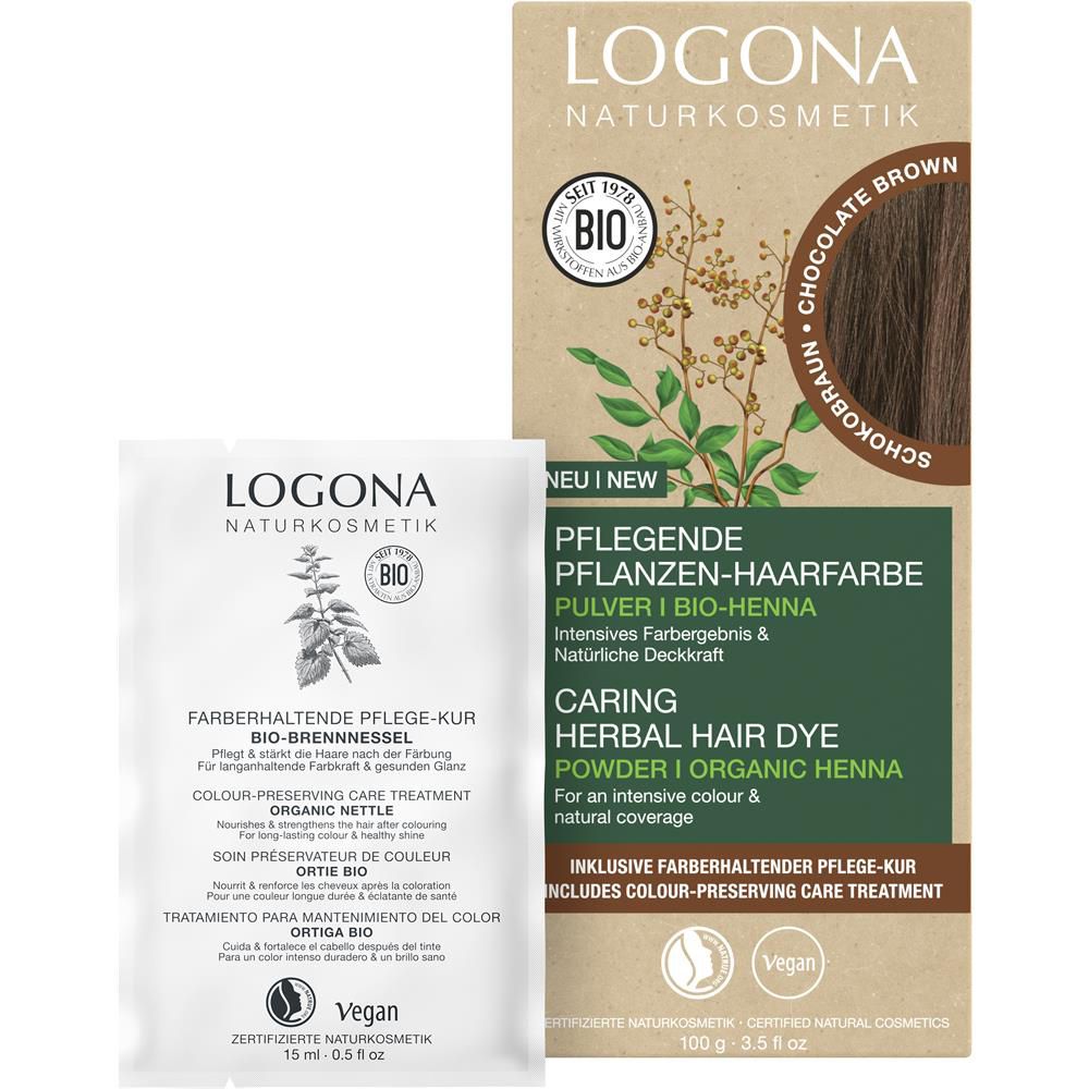 Poudre de coloration végétale Logona - marron chocolat, 100 g