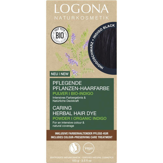 Logona Pflanzenhaarfarbe Pulver - Indigoschwarz, 100 g