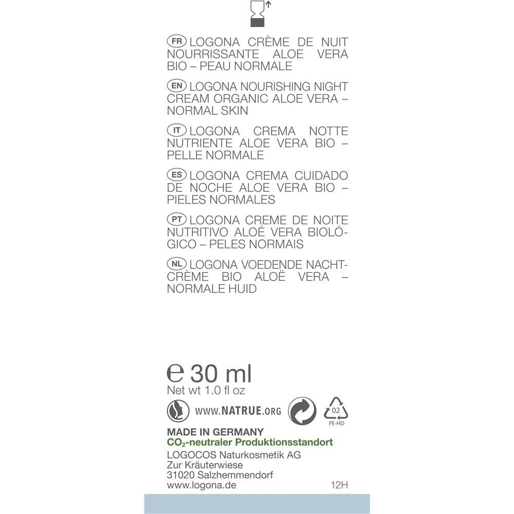 Logona Aloe Vera Nachtcreme pflegend, 30 ml