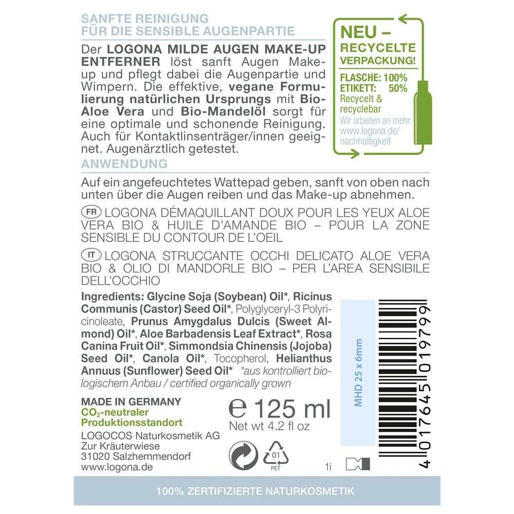 Démaquillant pour les yeux Logona, 125 ml