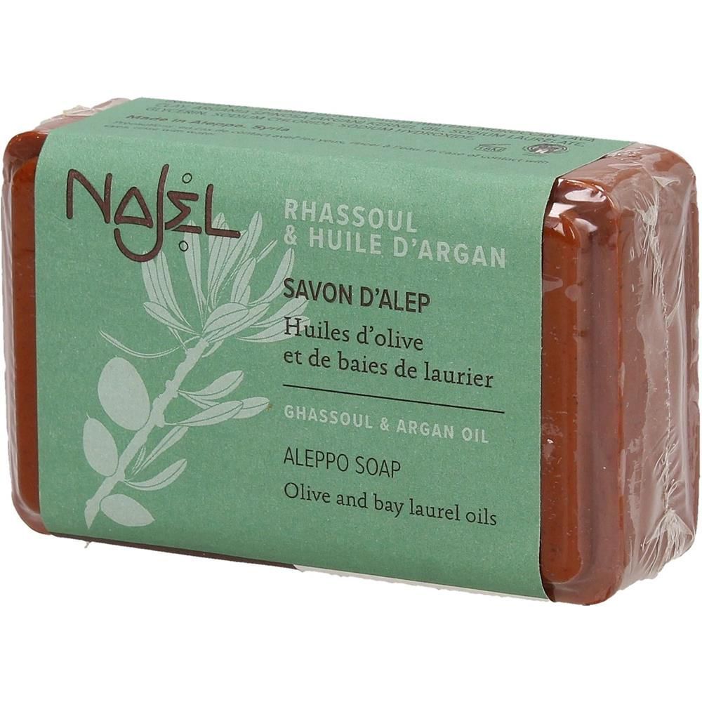 Najel Savon d'Alep à l'Huile d'Argan &amp; Rhassoul, 100 g