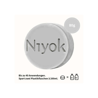 Niyok feste Dusche 4in1, Körper, Haare, Gesciht, Bart, Athletic grey, 80 g