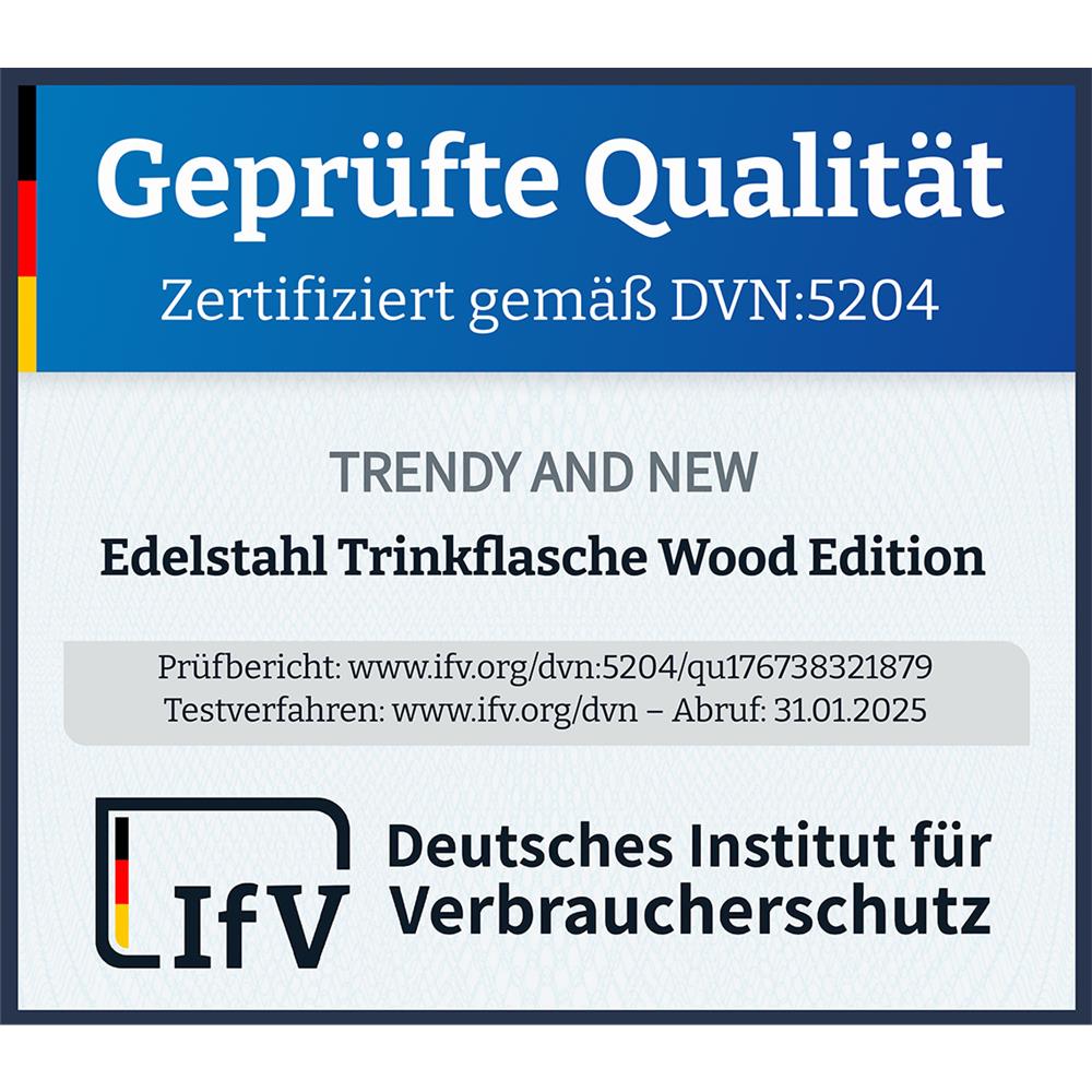 T&N Trinkflasche Edelstahl Wood Edition, 1000 ml, Anthracite