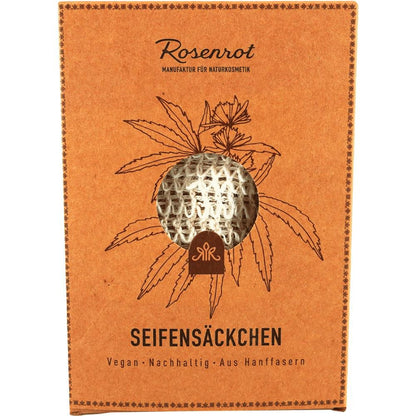 Rose red soap bags made from hemp fibres