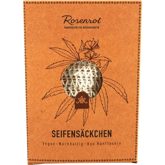 Rose red soap bags made from hemp fibres