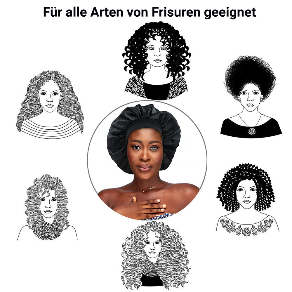 Satin Hair Sleep Cap, Black